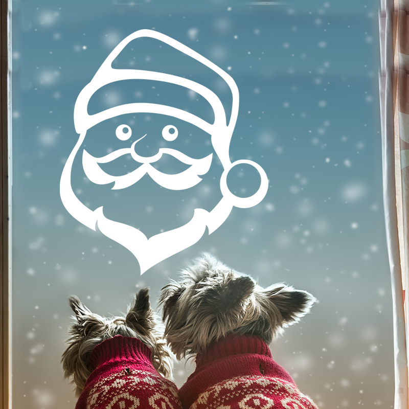 raamstickers-kerst-muursticker-kerstman Raamsticker Kerstman WIT - herbruikbare raamdecoratie kerststickers - Afbeelding 2