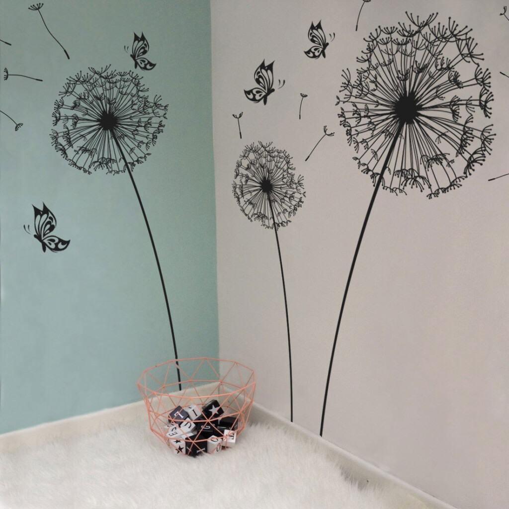 paardenbloem muursticker wandsticker wanddecoratie muur goedkoop zwart vlinders natuur paardenbloem muursticker wandsticker wanddecoratie muur goedkoop zwart vlinders natuur