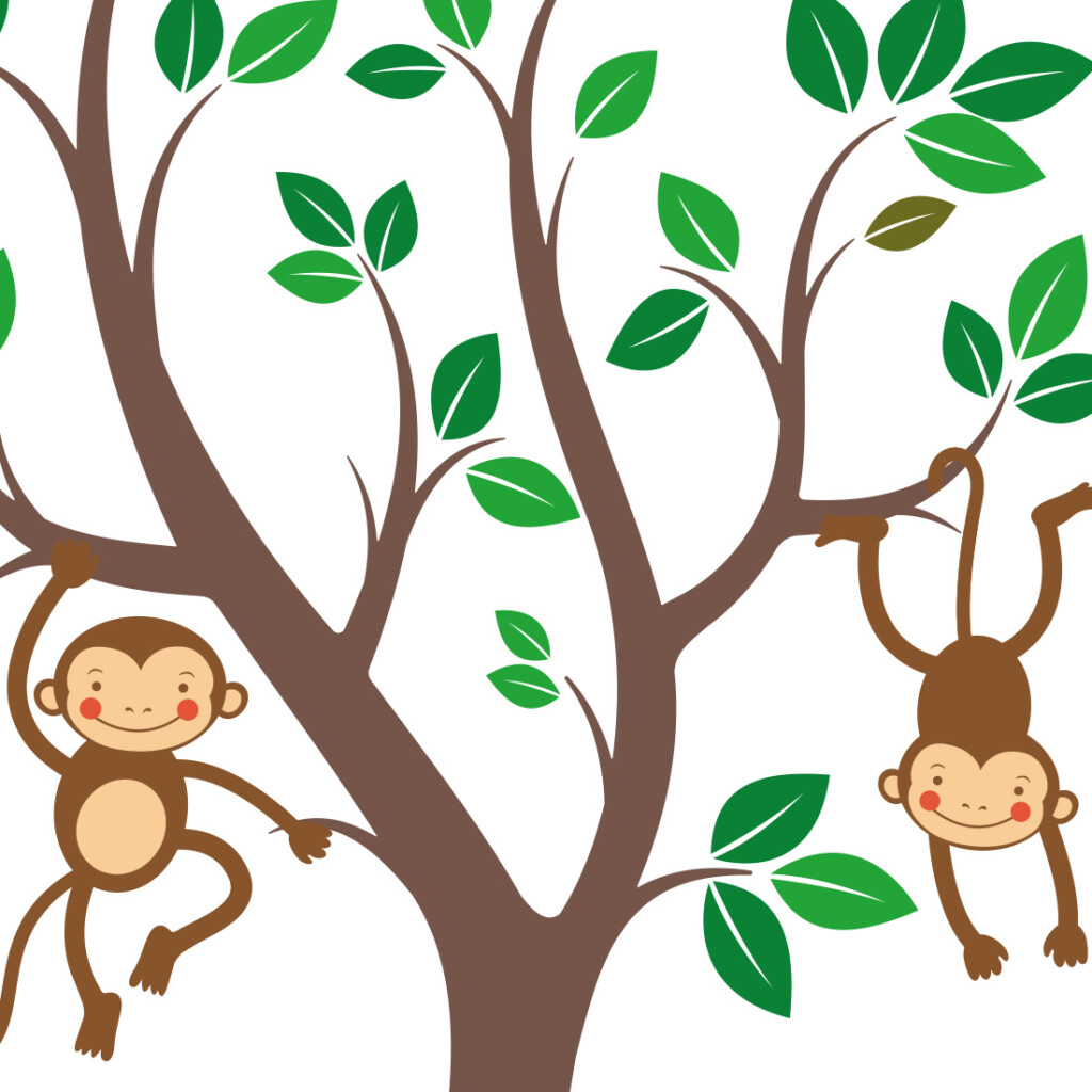 muursticker-boom-met-apen-kinderkamer-slingeren-in
