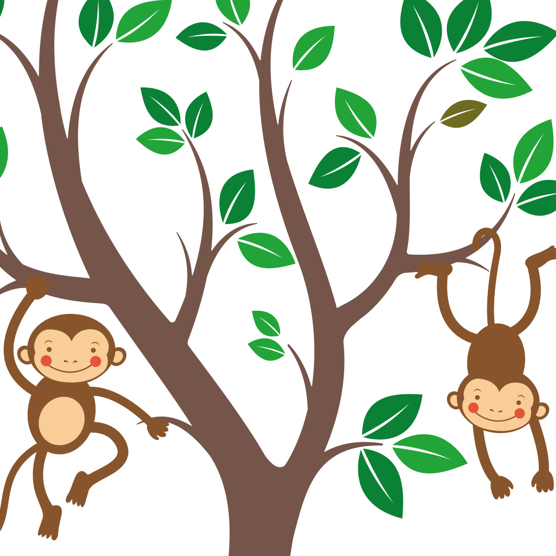 muursticker-boom-aapjes-kinderkamer muursticker-boom-met-apen-kinderkamer-slingeren-in