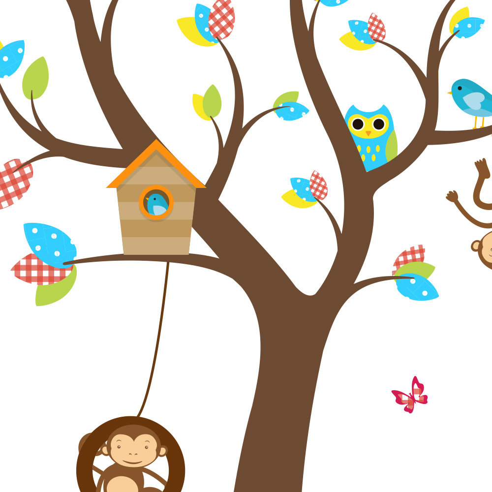 muursticker-boom-dieren-vrolijk-kleurrijk-kinderkamer muursticker-boom-dieren-vrolijk-kleurrijk-kinderkamer