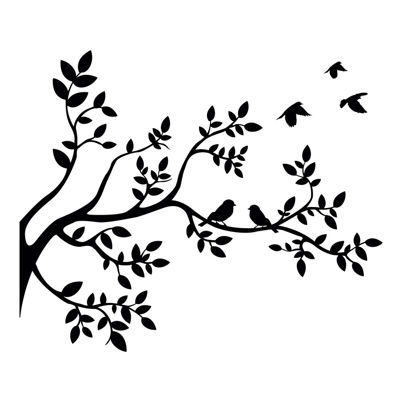 muursticker boom interieursticker woonkamer inspiratie zwart vogels takken lijn muursticker boom interieursticker woonkamer inspiratie zwart vogels takken lijn