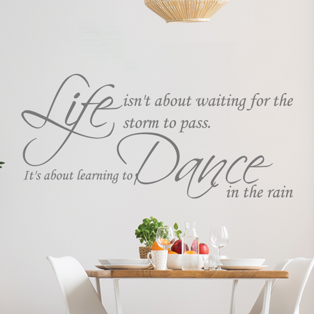 muurtekst-woonkamer Muursticker Life isn't about waiting for the storm to pass it's about learning to dance in the rain - Afbeelding 2
