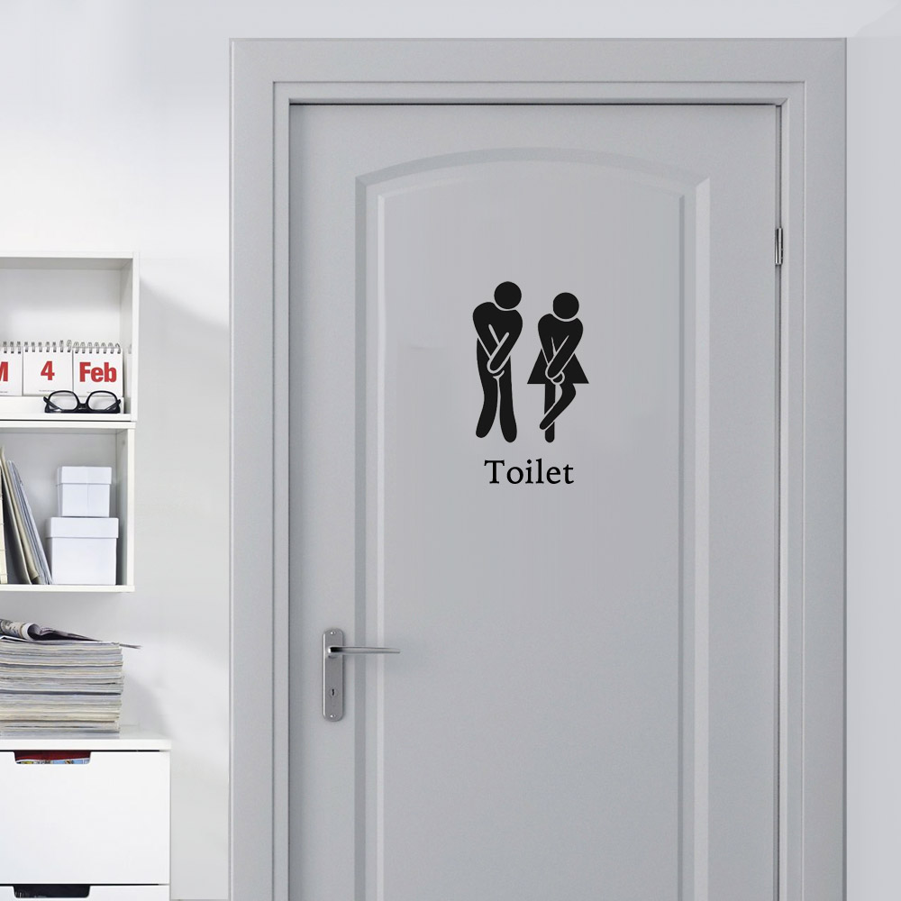 WC stickers deur toilet hoognodige dame & heer grappig WC stickers deur toilet hoognodige dame & heer grappig