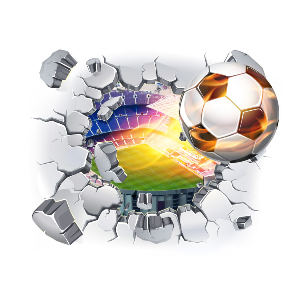 voetbal-sticker-door-muur-wandsticker-voetbalkamer-3d-effect voetbal-sticker-door-muur-wandsticker-voetbalkamer-3d-effect