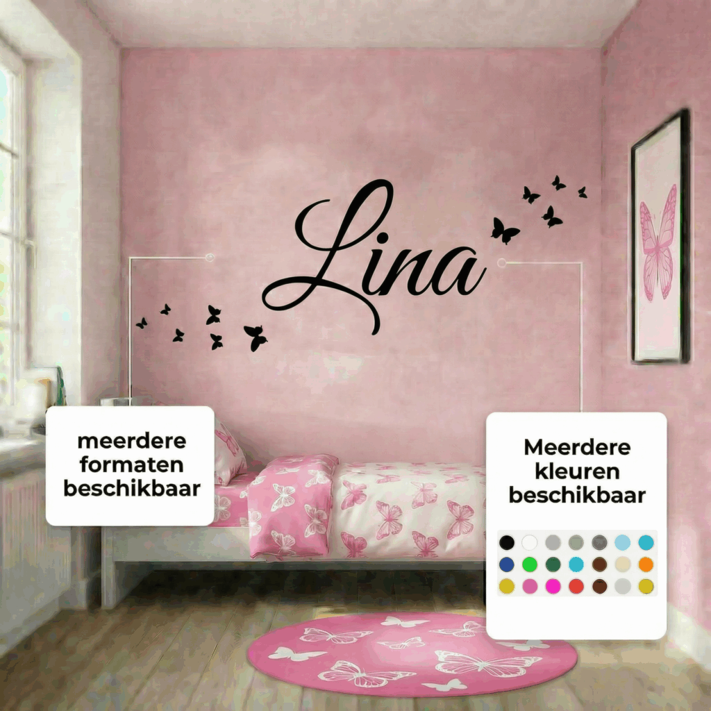 Naam muursticker met vlinders Naam muursticker met vlinders