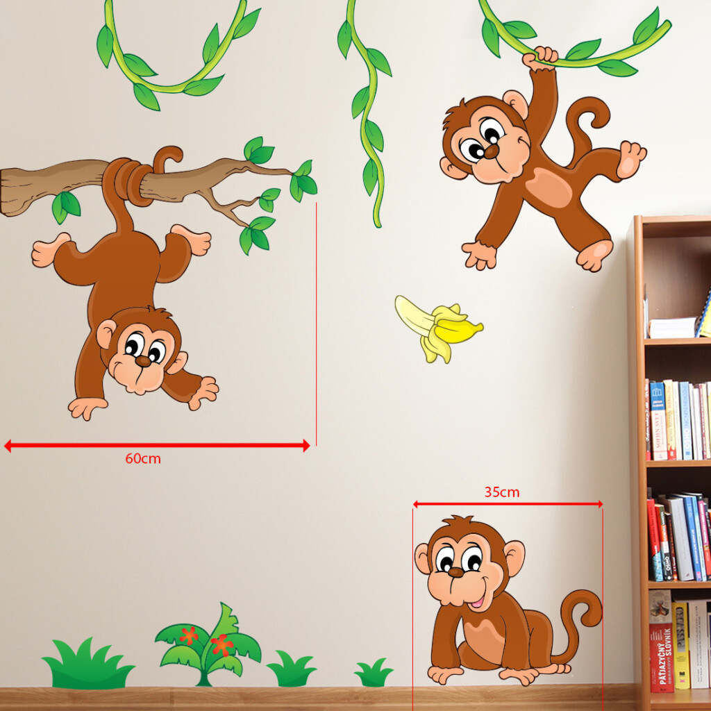 apen-muurstickers-kleurrijk-stoer-kinderkamer-hangen-lianen-stickers-bruin-goedkoop apen-muurstickers-kleurrijk-stoer-kinderkamer-hangen-lianen-stickers-bruin-goedkoop