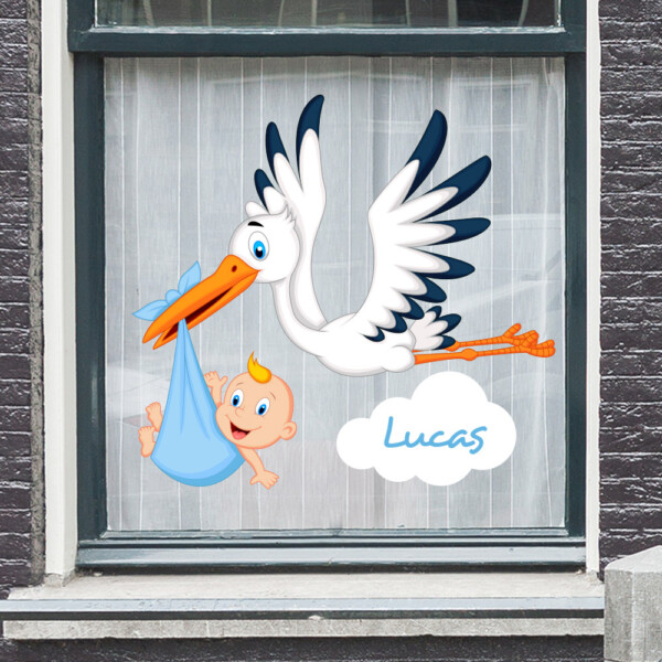 geboortesticker-ooievaar-jongen-raamsticker geboortesticker-ooievaar-jongen-raamsticker
