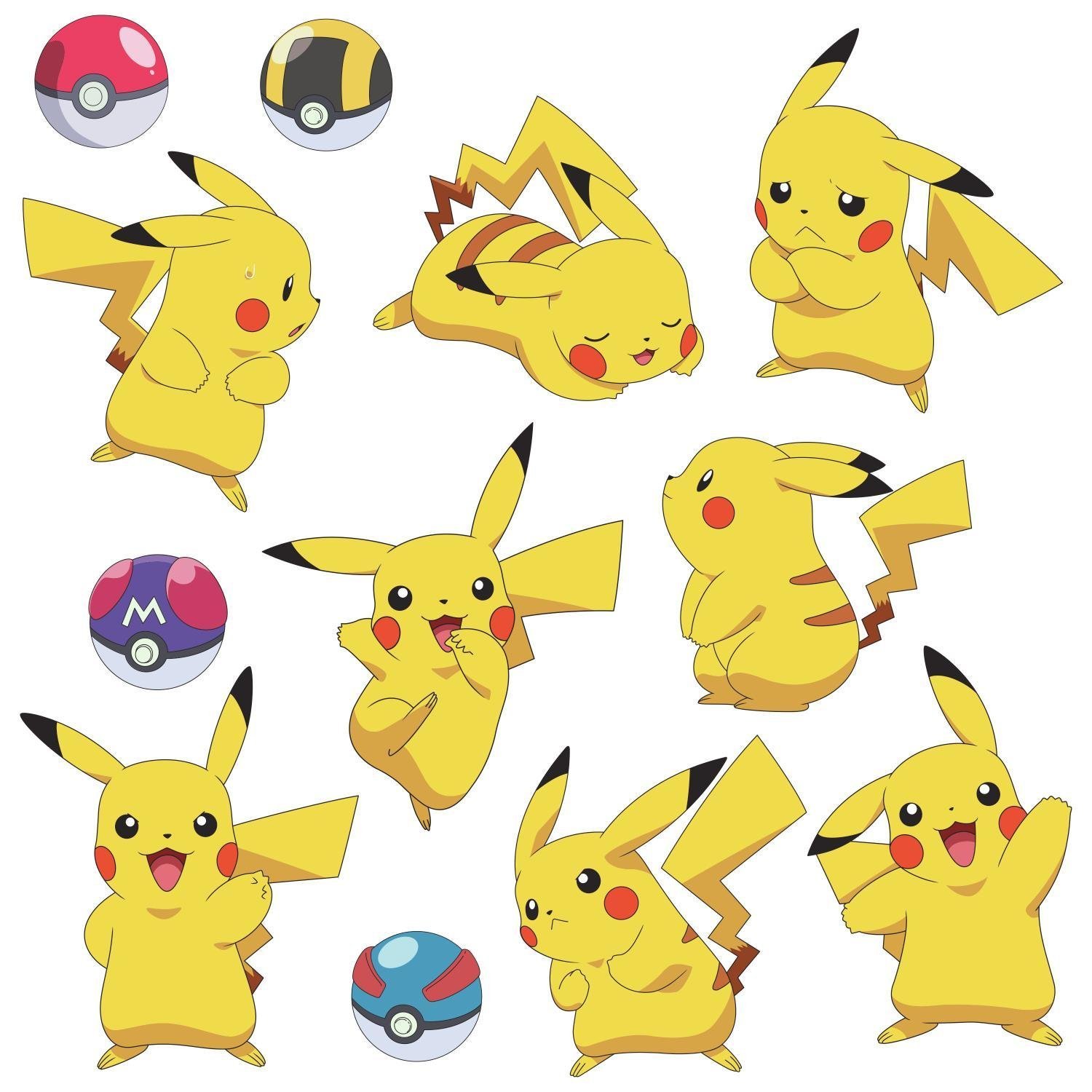 pikachu set muurstickers pokemon pokeball pikachu set muurstickers pokemon pokeball