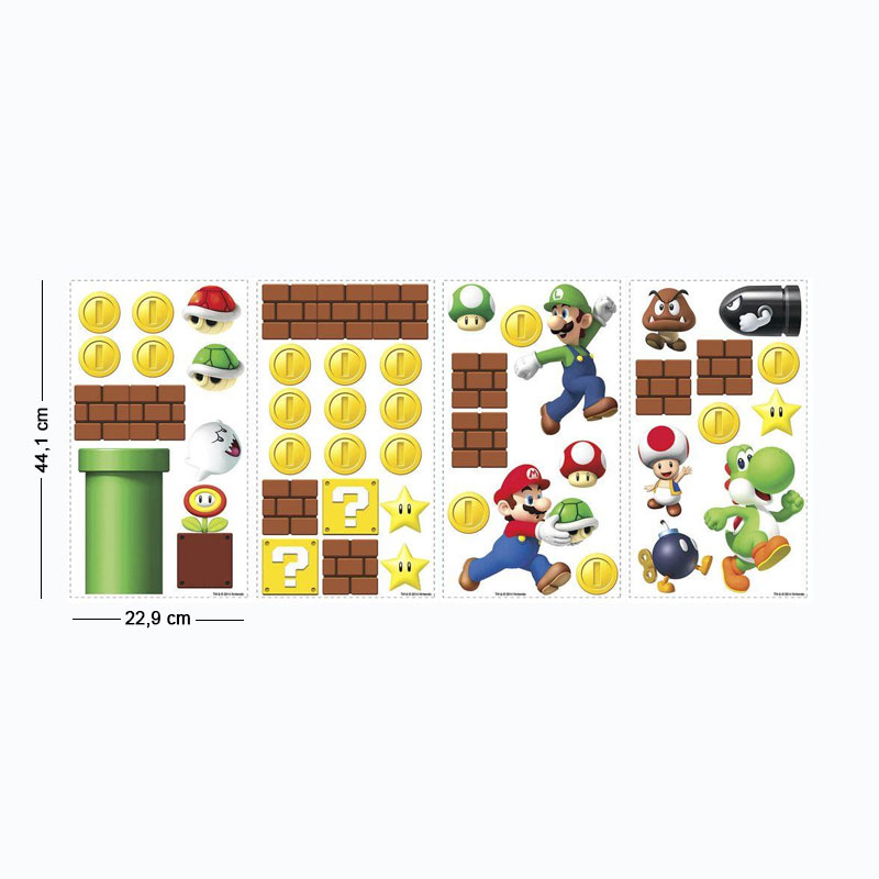 Super-Mario-sticker-afmetingen Super-Mario-sticker-afmetingen