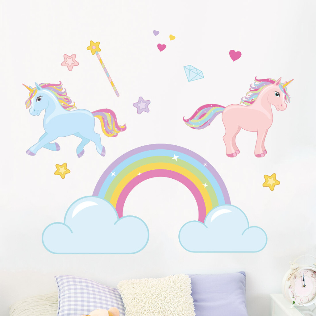 eenhoorns-muurstickers-set-prinsessenkamer-meisjeskamer eenhoorns-muurstickers-set-prinsessenkamer-meisjeskamer