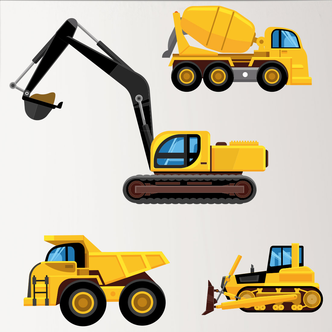 werkvoertuigen-muurstickers-heftruck-kraan-shovel-weg-werkzaamheden Muursticker werkvoertuigen XL - Afbeelding 2