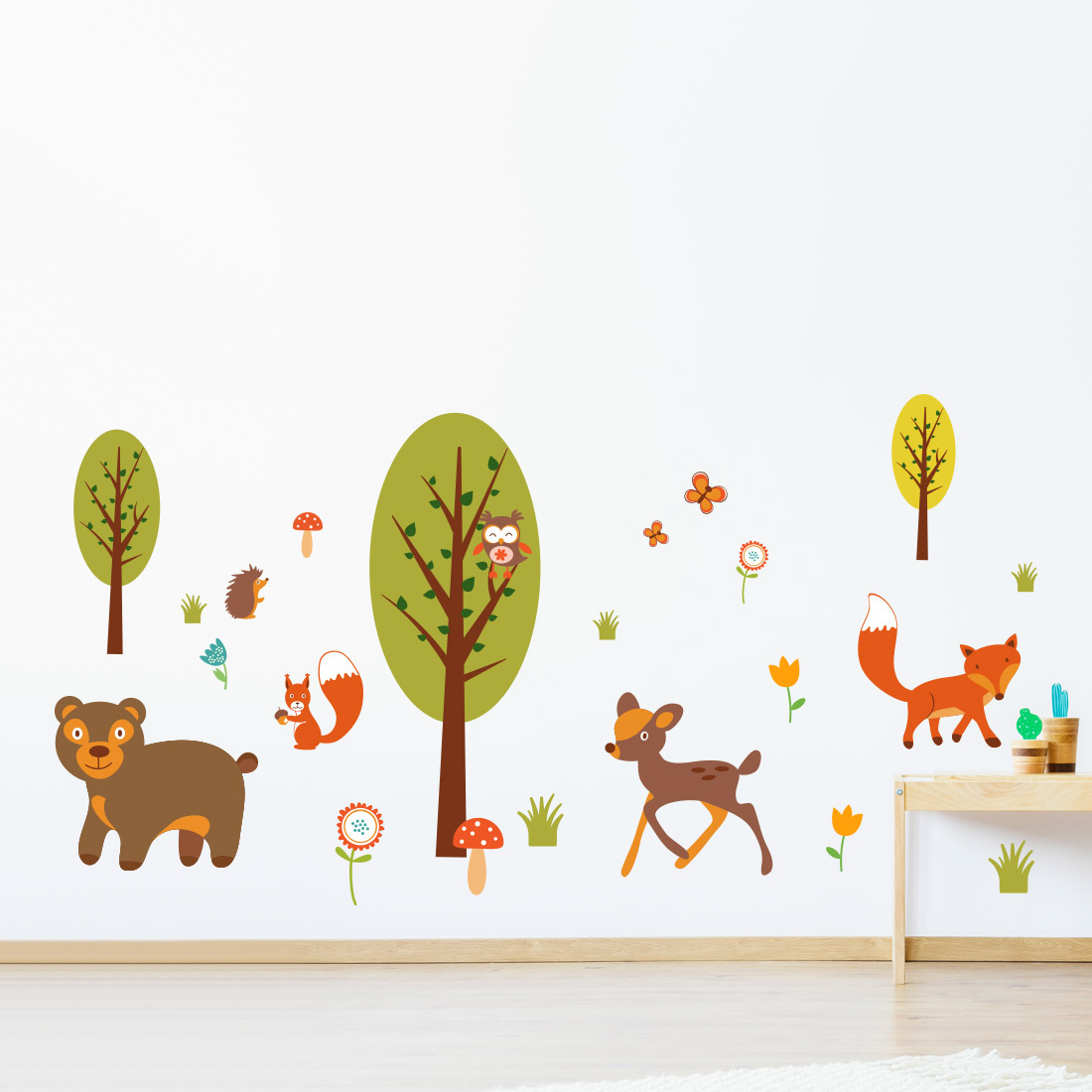 muursticker-bosdieren-kinderkamer-uit-het Muursticker bosdieren