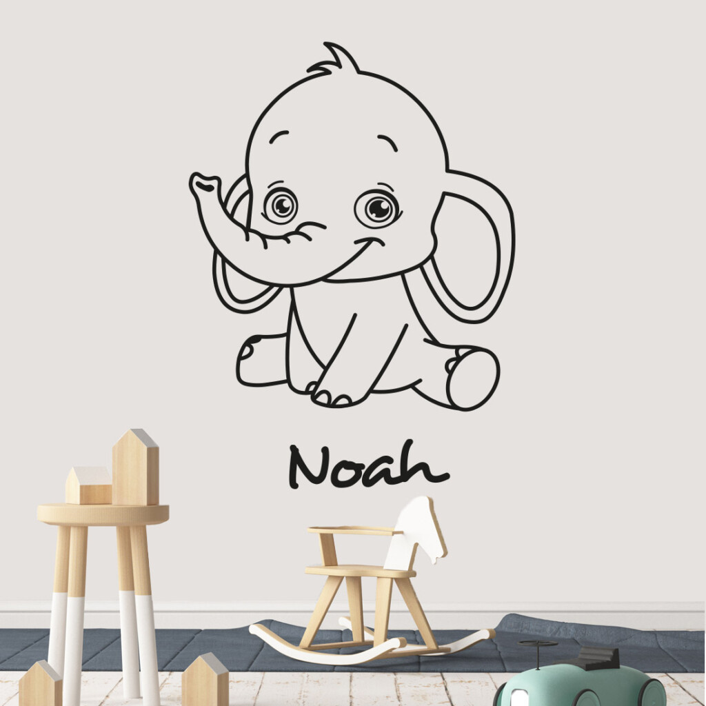 muursticker-olifant-met-naam muursticker-olifant-met-naam