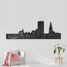 muursticker-skyline-leeuwarden-zwart-wit