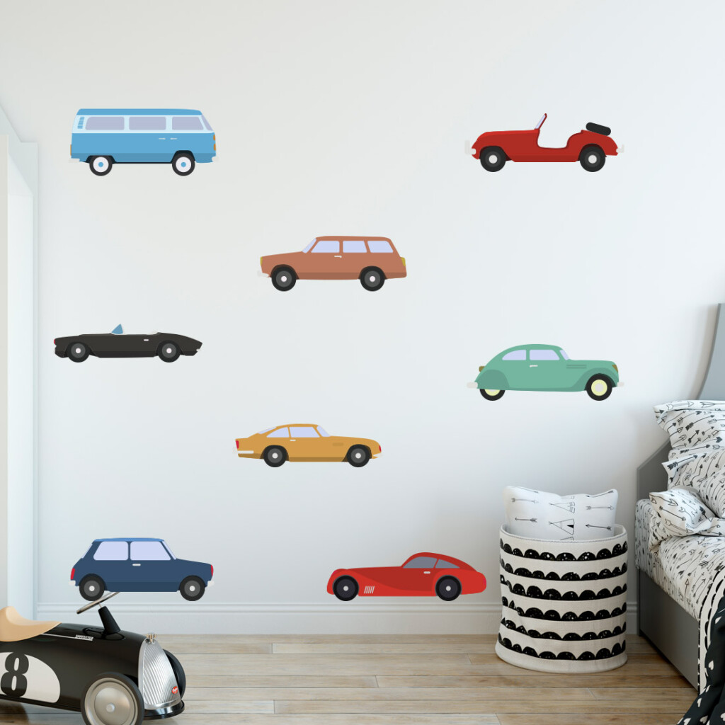 muurstickers-autos-kinderkamer-kleurrijk muurstickers-autos-kinderkamer-kleurrijk