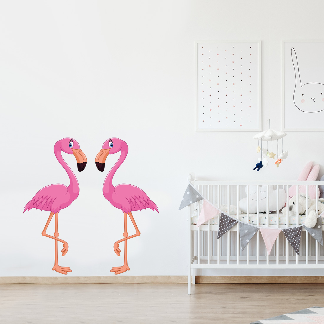 muursticker-flamingo-twee-heart-hart Muursticker Flamingo - Afbeelding 2