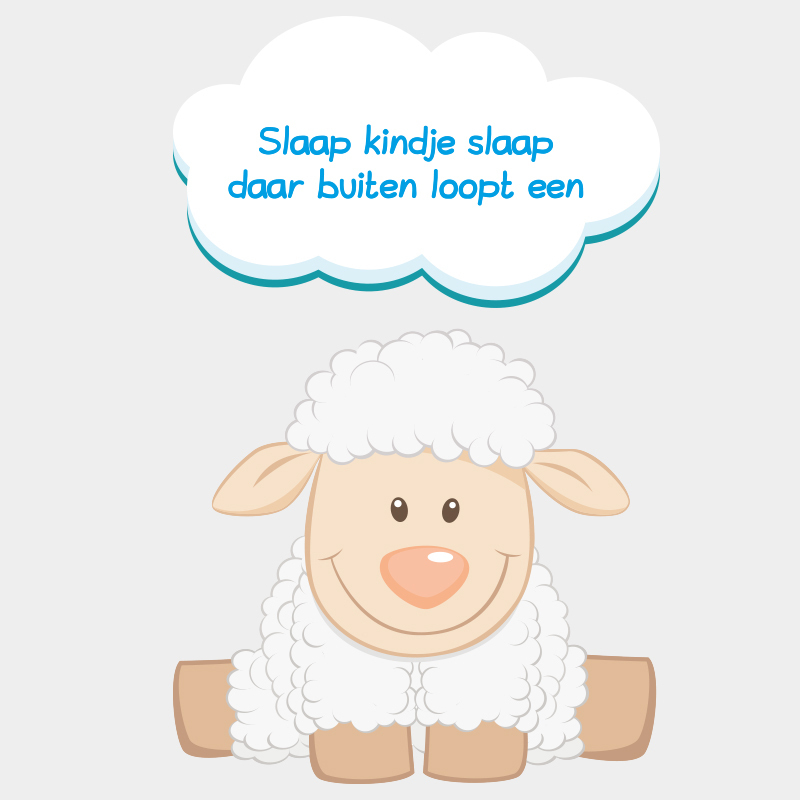 slaap blauw Muursticker "slaap kindje slaap daar buiten loopt een schaap" - Afbeelding 2