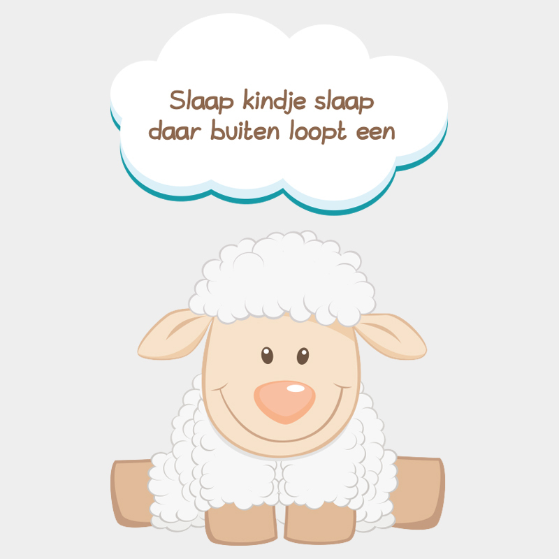 slaap bruin Muursticker "slaap kindje slaap daar buiten loopt een schaap" - Afbeelding 3