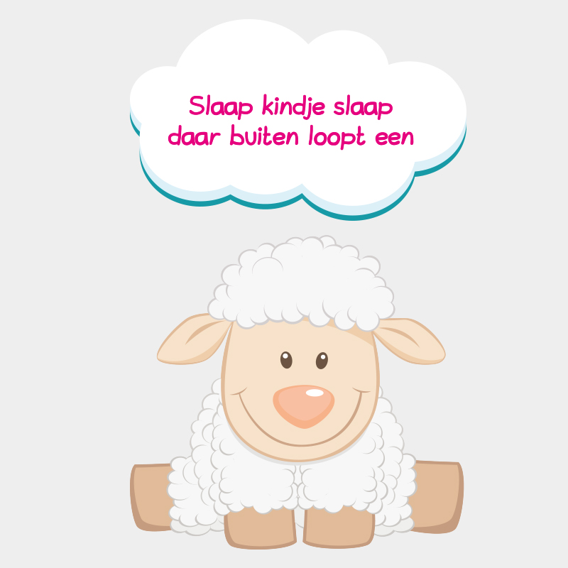slaap roze Muursticker "slaap kindje slaap daar buiten loopt een schaap" - Afbeelding 4