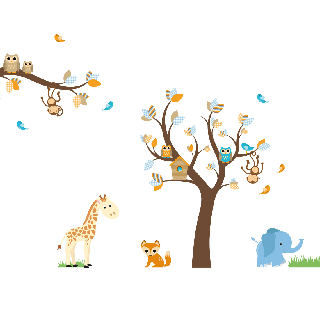 muursticker-boom-dieren-jungle Muursticker boom met dieren - Afbeelding 2