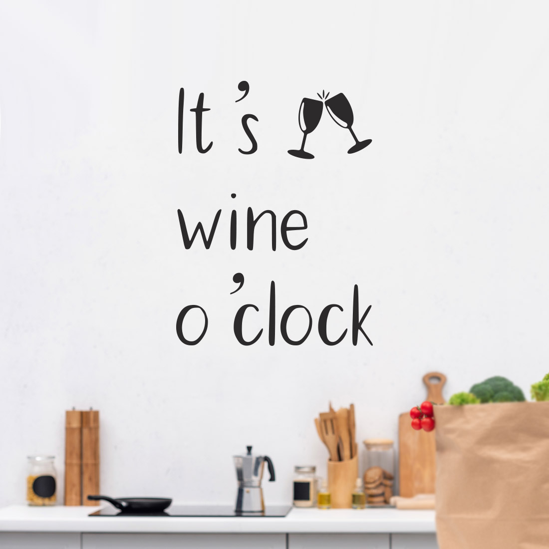 muursticker-wine-o-clock Sticker "It's wine o' clock" - Afbeelding 2