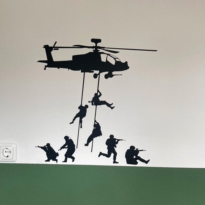muursticker leger helicopter groen kinderkamer stoer soldaten zwart muurdecoratie muursticker leger helicopter groen kinderkamer stoer soldaten zwart muurdecoratie