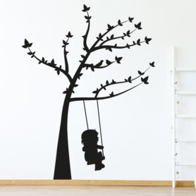 muursticker boom met schommel en vogels tak zwart dieren kinderkamer inspiratie ideeen stoer meisjeskamer meidenkamer muursticker boom met schommel en vogels tak zwart dieren kinderkamer inspiratie ideeen stoer meisjeskamer meidenkamer