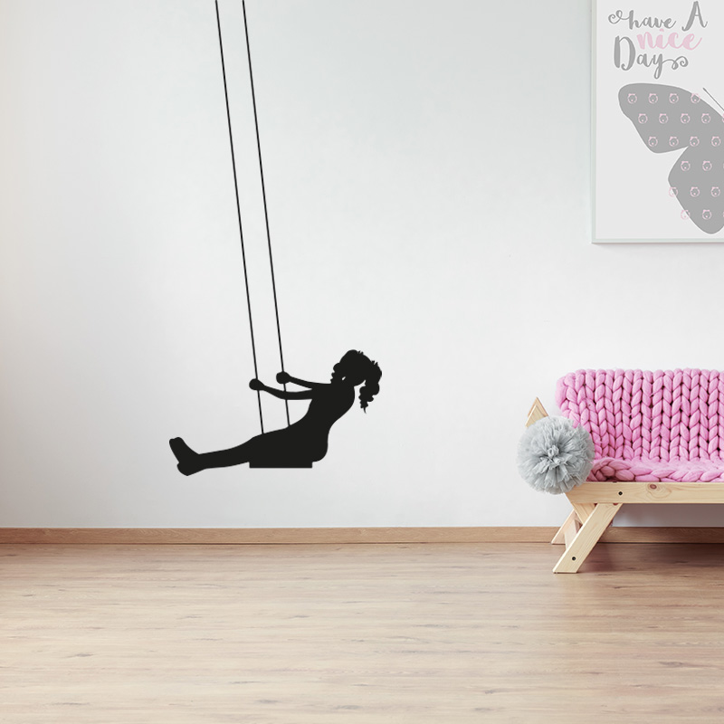 muursticker-meisjeskamer-schommel-kinderkamer-babykamer-zwart muursticker-meisjeskamer-schommel-kinderkamer-babykamer-zwart