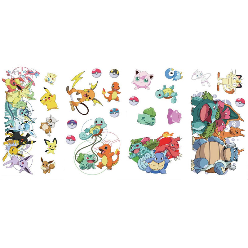 Pokemon-muursticker-set Pokémon-pikachu-squirtle-meowth-charizard