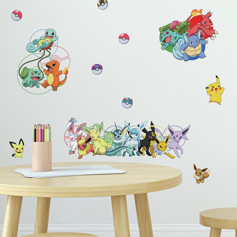 Pokemon-muursticker-set2 Pokémon-pikachu-squirtle-meowth-charizard