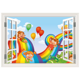 muursticker regenboog raam effect glijbaan