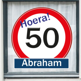 raamsticker abraham 50 jaar raamsticker abraham 50 jaar