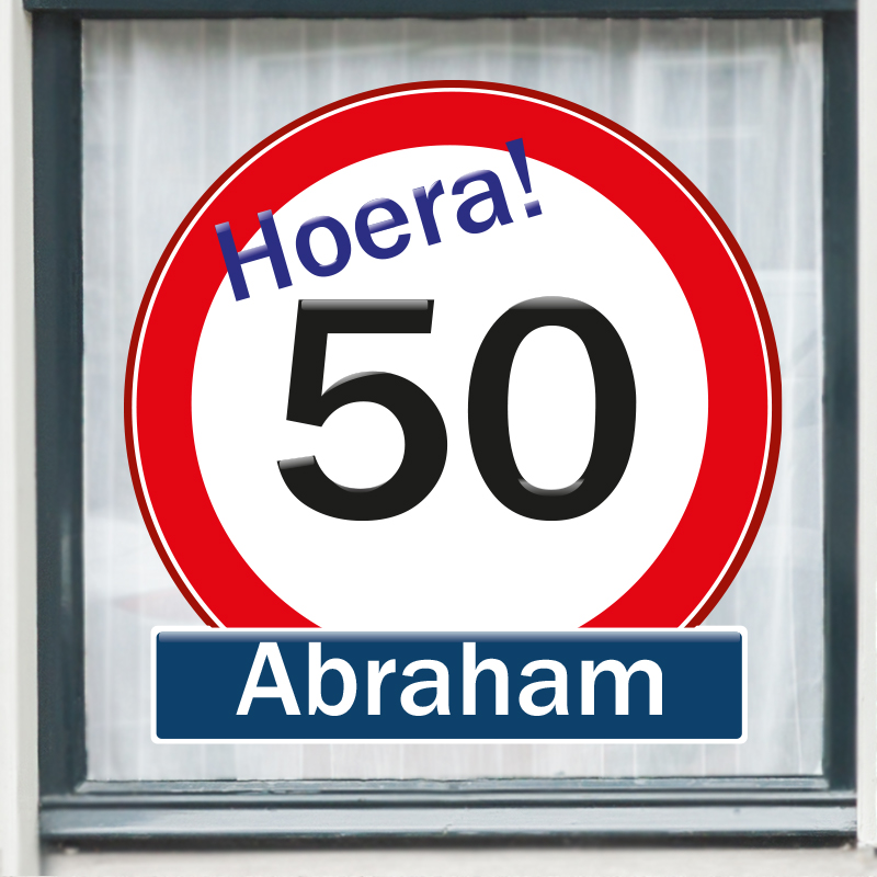 raamsticker abraham 50 jaar raamsticker abraham 50 jaar