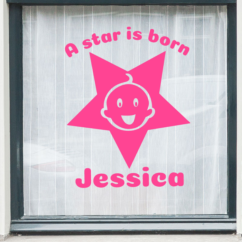 geboortesticker-raamsticker-geboorteraamsticke-meisje-goedkoop-diy-r Geboortesticker raam "A star is born" voor een meisje of jongen - Afbeelding 2