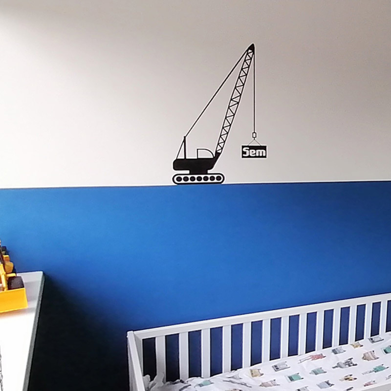 muursticker hijskraan werkvoertuigen stoere kinderkamer ideeen verven blauw kinder bed muursticker hijskraan werkvoertuigen stoere kinderkamer ideeen verven blauw kinder bed