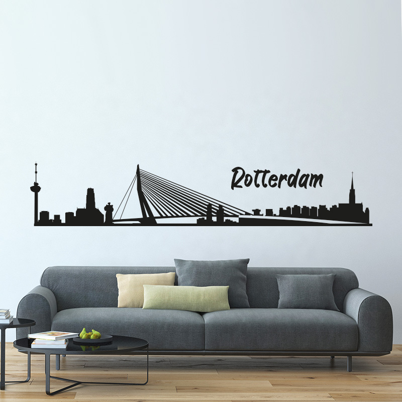 muursticker-skyline-rotterdam-zwart muursticker-skyline-rotterdam-zwart