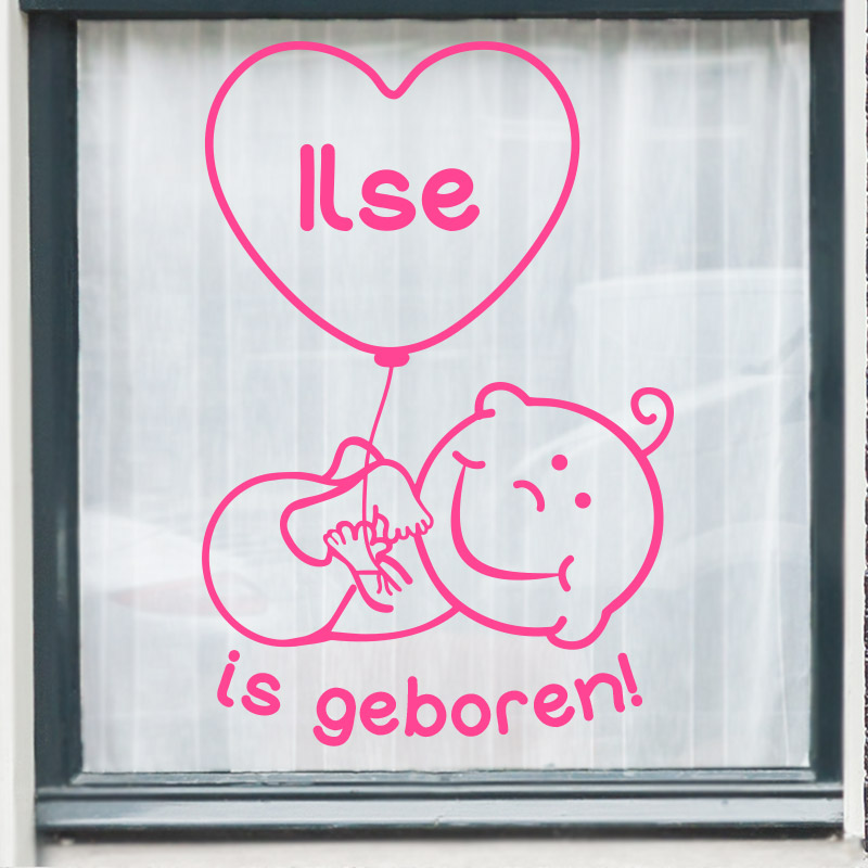 geboorte sticker company raam stikker eigen naam meisje jongen ideeen leuk diy goedkoop Geboortesticker baby met eigen naam - Afbeelding 2