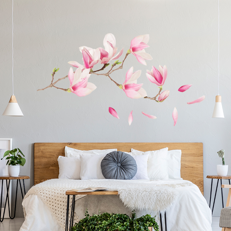 muursticker magnolia kersenbloemsen takken boom bloemen roze muursticker magnolia kersenbloemsen takken boom bloemen roze