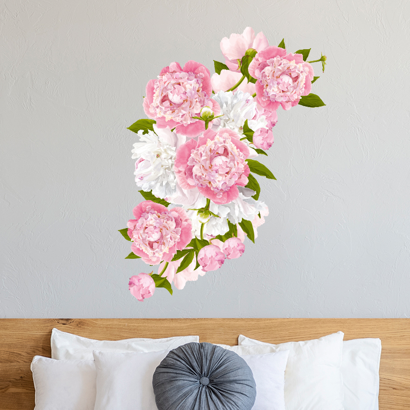 muursticker pioenroos slaapkamer bloem muurdecoratie roos roze wit muursticker pioenroos slaapkamer bloem muurdecoratie roos roze wit