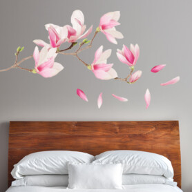 muursticker slaapkamer magnolia kersenbloessem bloemen roze vrolijk muursticker slaapkamer magnolia kersenbloessem bloemen roze vrolijk