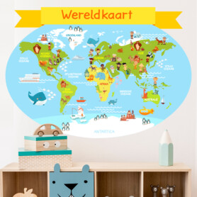 muursticker wereldkaart kinderkamer dieren vrolijk kleurrijk ideeen diy inspiratie