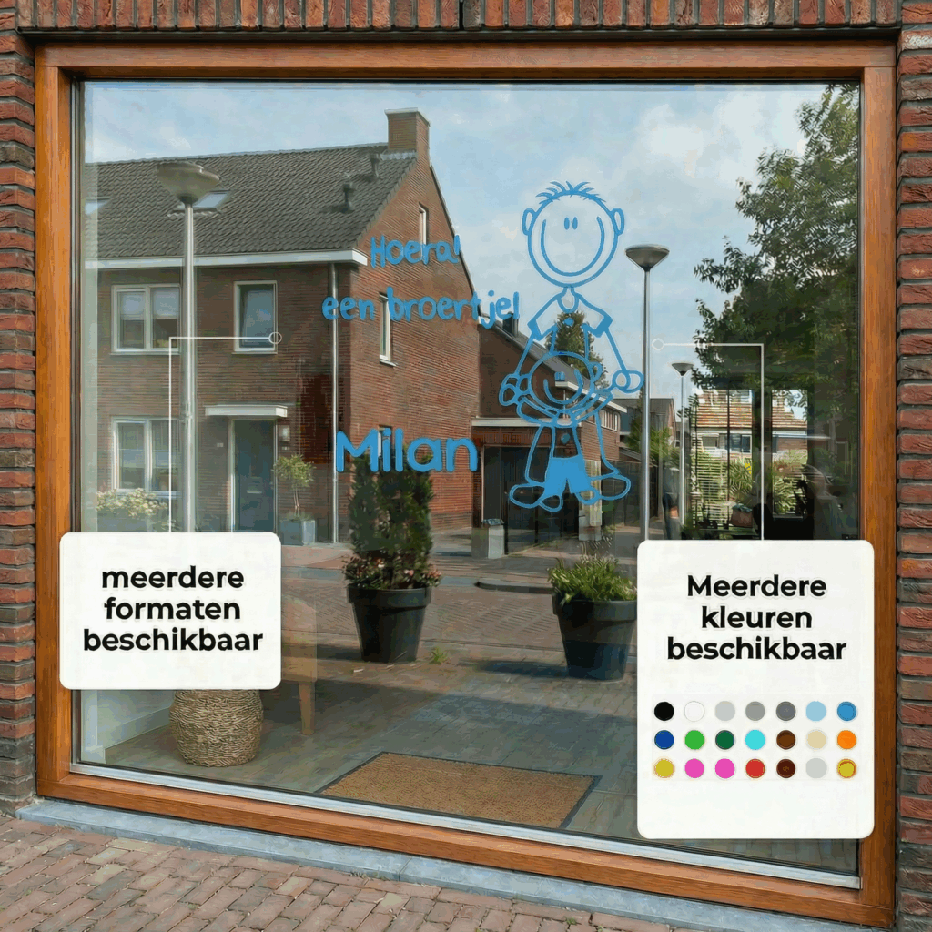 Geboortesticker "Hoera een broertje" met naam