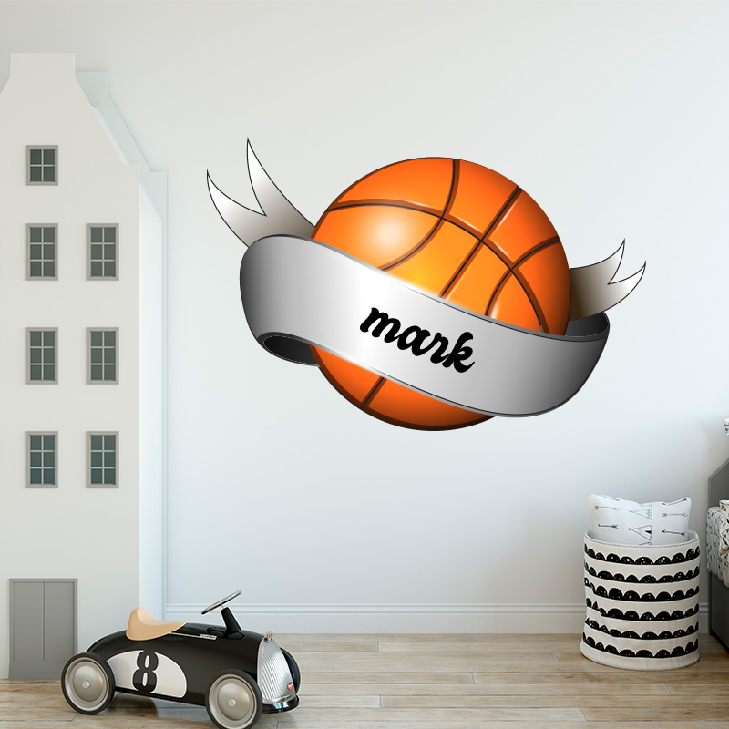basketbal kamer muursticker basketbal met naam balsport sport
