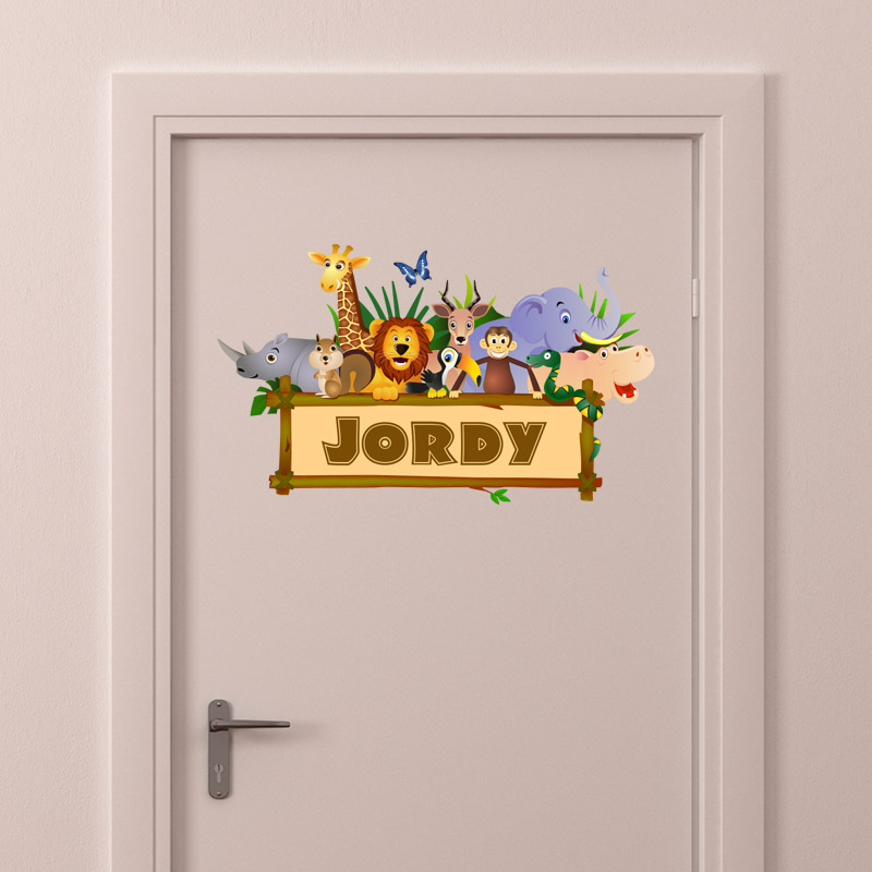 deursticker jungle dieren naamsticker kinderkamer kleurrijk deursticker jungle dieren naamsticker kinderkamer kleurrijk