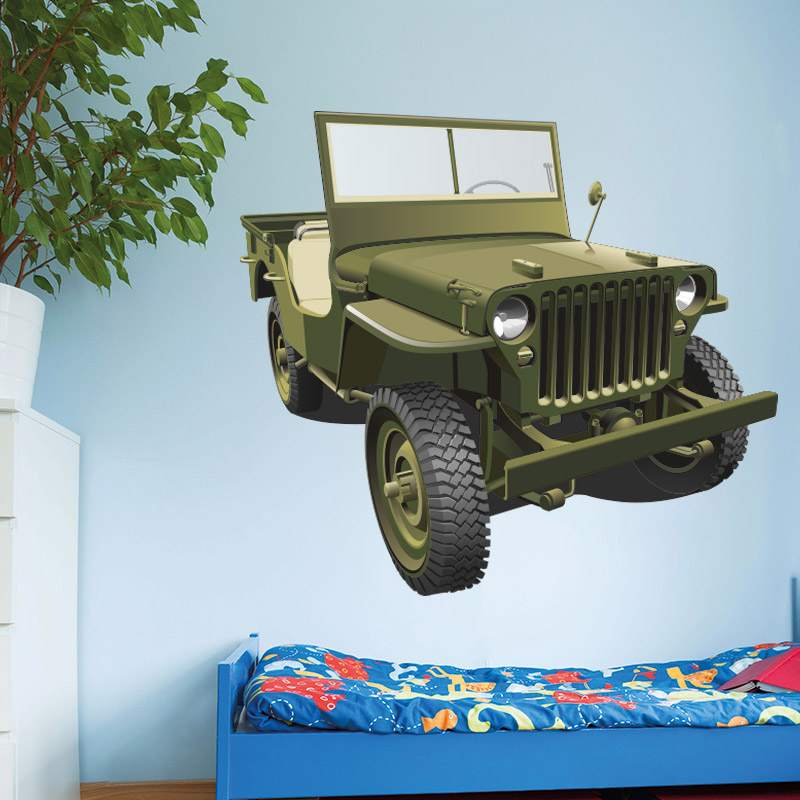 muursticker leger auto jeep voertuig muursticker leger auto jeep voertuig