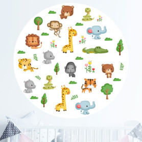 muursticker-babykamer-dieren-kinderkamer-giraffe-leeuw-olifant
