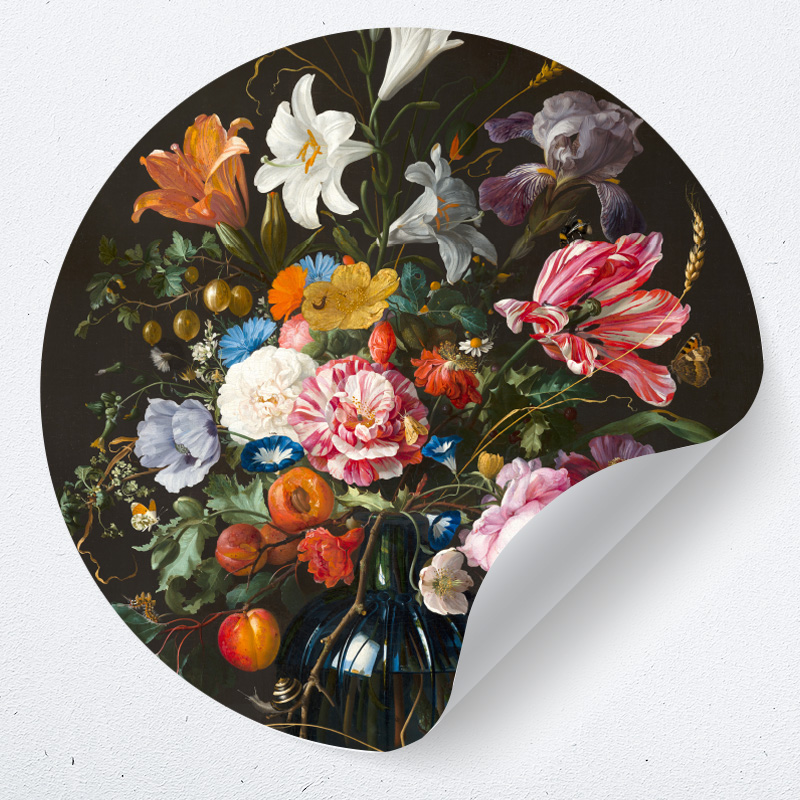 muurcirkel behangcirkel muursticker bloemen stilleven jan davidz vase of flowers muurcirkel behangcirkel muursticker bloemen stilleven jan davidz vase of flowers
