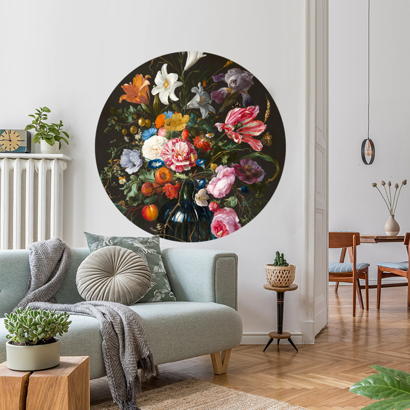 muurcirkel jan davidsz - vase of flowers muursticker muurkunst bloemen stilleven vaas met bloemen pioenroos anjer franse tulp muurcirkel jan davidsz - vase of flowers muursticker muurkunst bloemen stilleven vaas met bloemen pioenroos anjer franse tulp