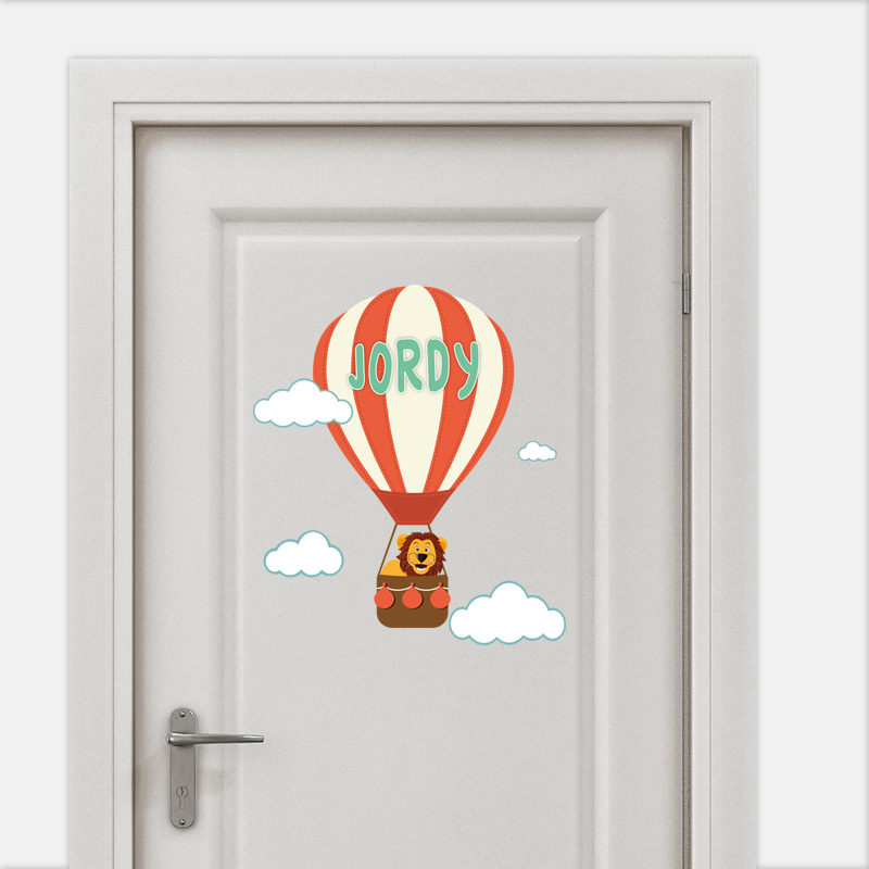 deursticker naamsticker kinderkamer luchtbalon wolken leeuw dieren vrolijk cartoon ideeen inspiratie verven